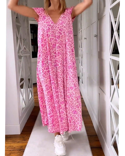 Vestido veraniego con escote en V y estampado alegre para mujer – LYRÉA