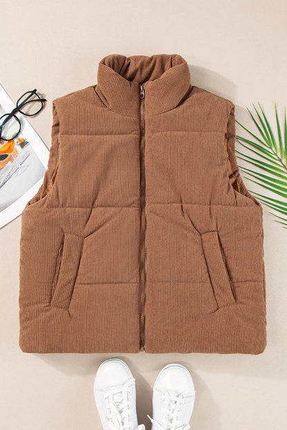GIADA – Chaleco acolchado de pana con cremallera para mujer