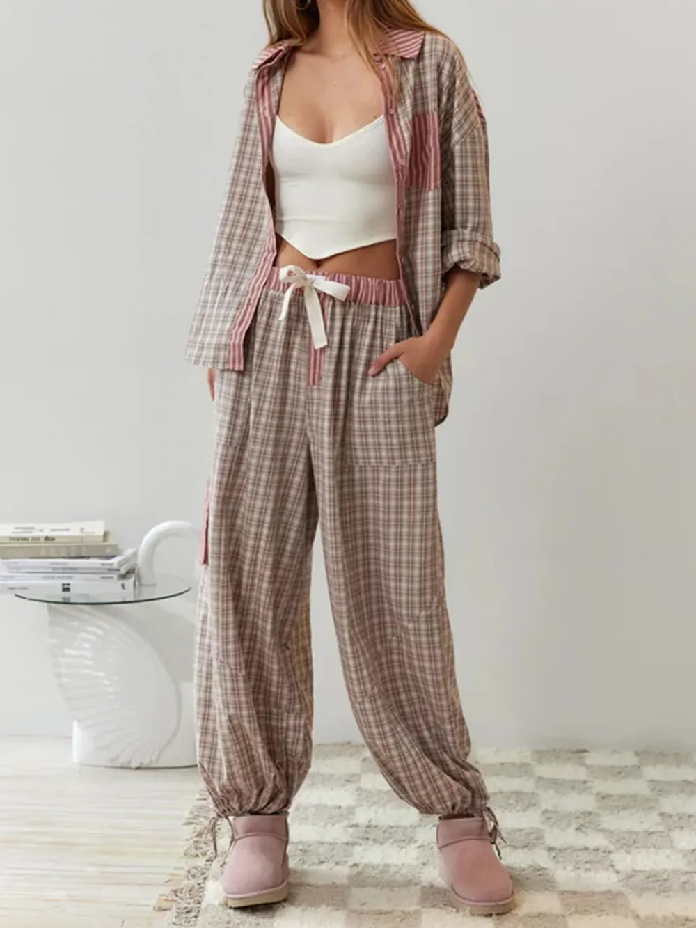 COSYCOTTON – Conjunto de pijama para mujer en algodón suave y elástico