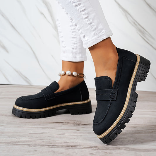 Elegantes y cómodos mocasines de mujer con diseño retro y suela gruesa – VIVIANA