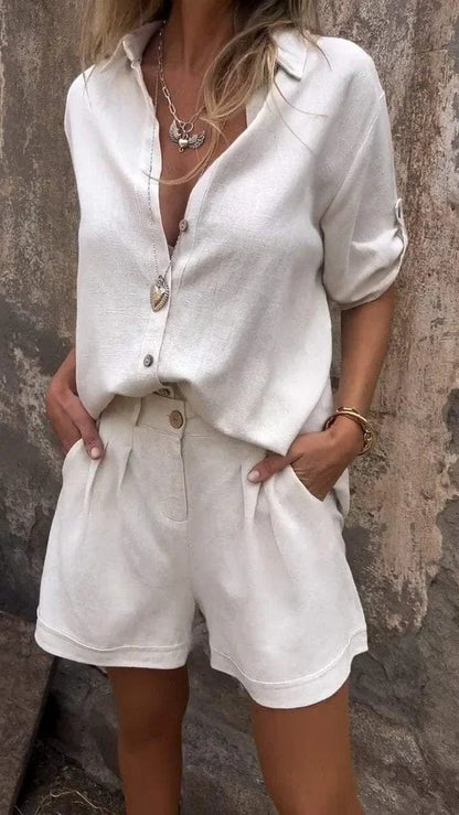 Conjunto cómodo de dos piezas con top y pantalón relajado – MALARA