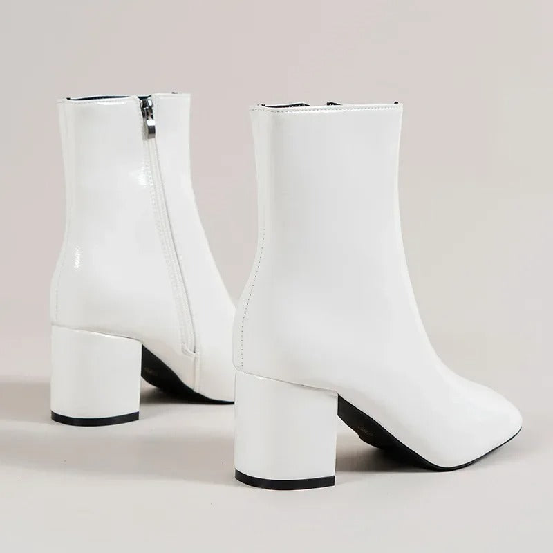 Botines de mujer con tacón ancho y cremallera lateral – ZILLI