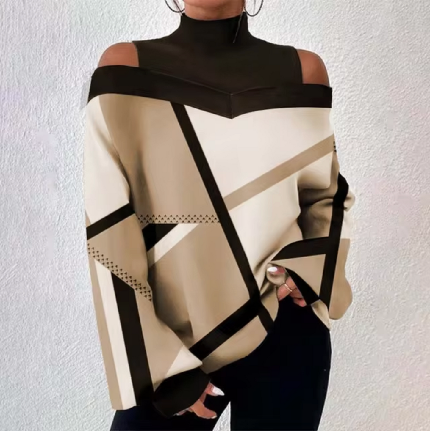 SIENA - Blusa off-shoulder con cuello alto para mujer
