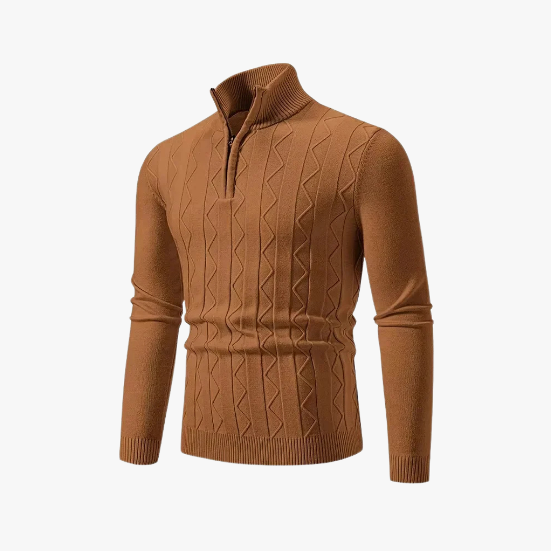 Jersey de punto con media cremallera y estilo casual elegante – EDRIAN