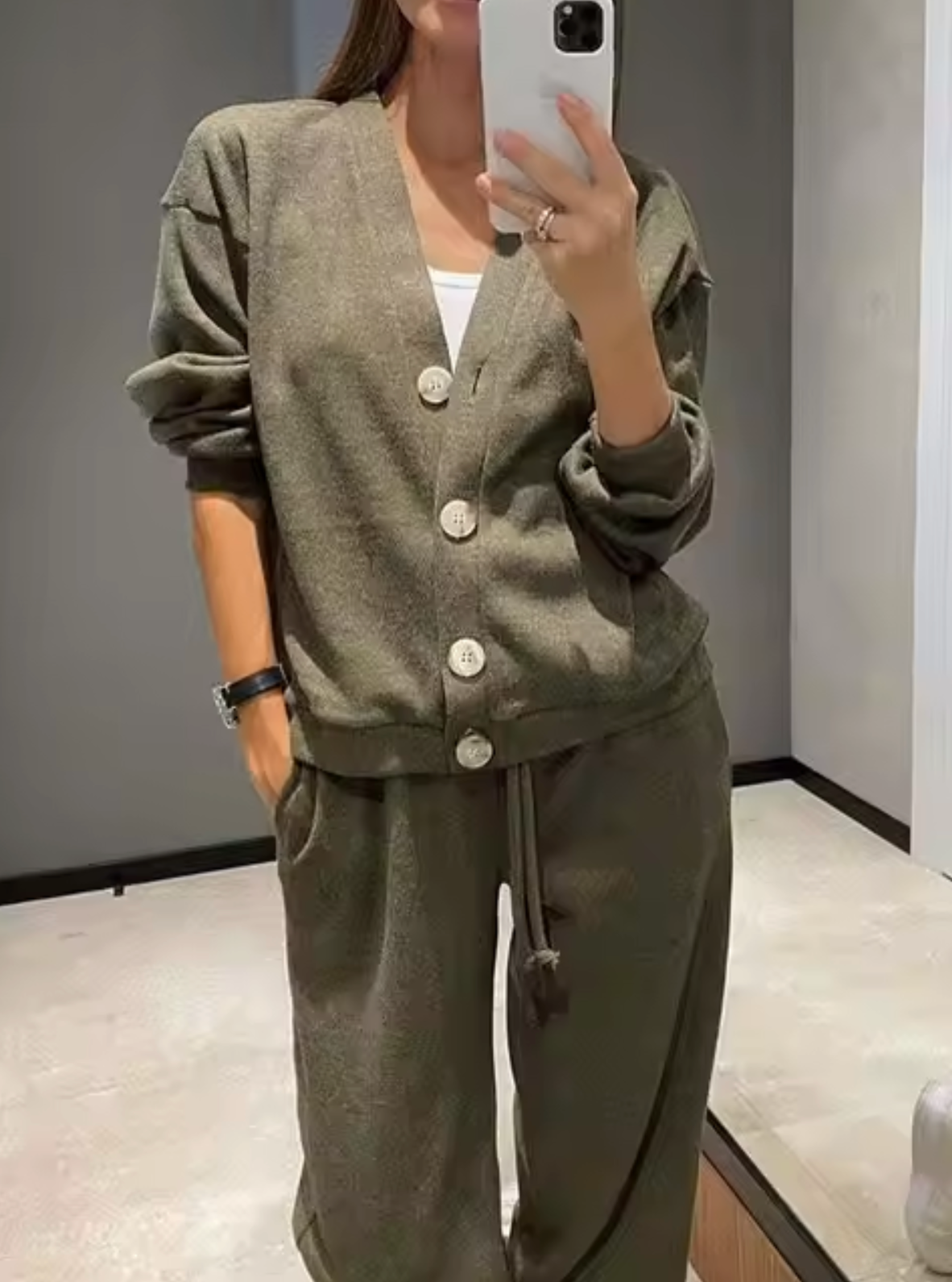 NORA - Conjunto de chaleco y pantalón con cordón para mujer