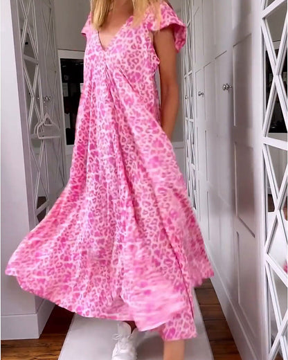 Vestido veraniego con escote en V y estampado alegre para mujer – LYRÉA