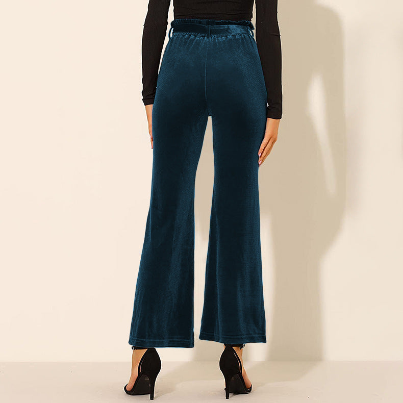 Eliana - Pantalón Elegante Unicolor de Cintura Alta con Resorte y Bolsillos Cómodos Primavera Verano para mujer