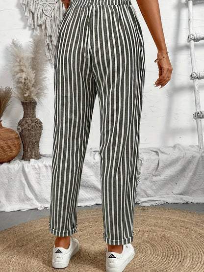 Pantalón culotte a rayas con cintura elástica – AVELINE