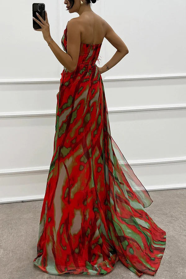 Vestido largo asimétrico con abertura alta – Veralis