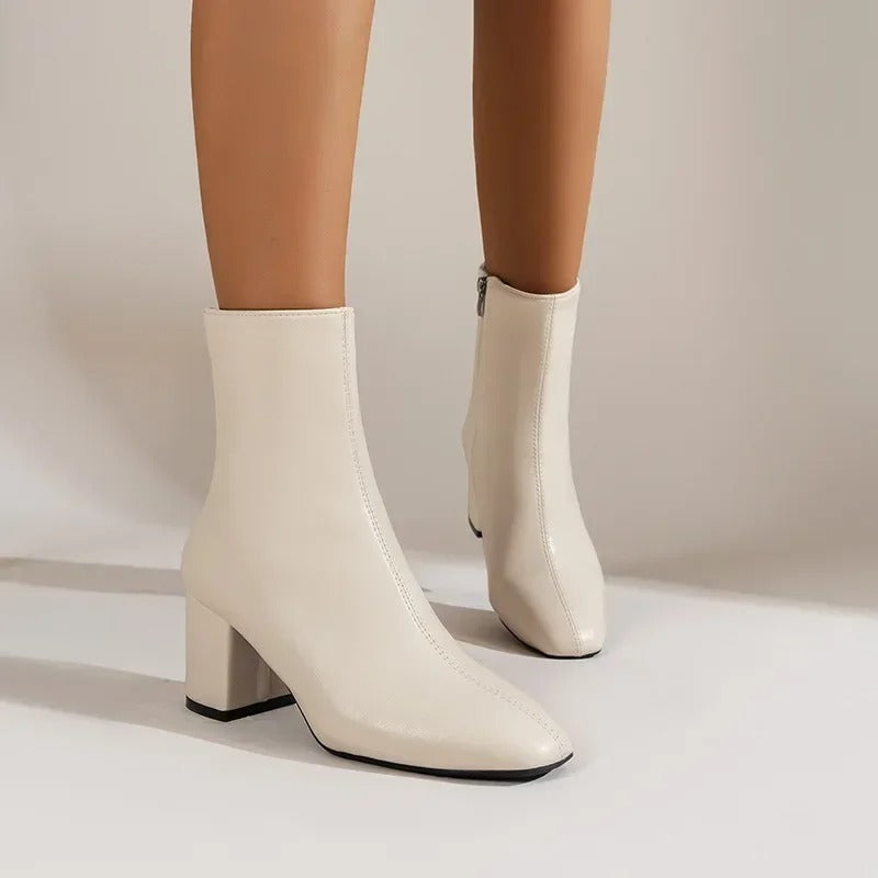 Botines de mujer con tacón ancho y cremallera lateral – ZILLI