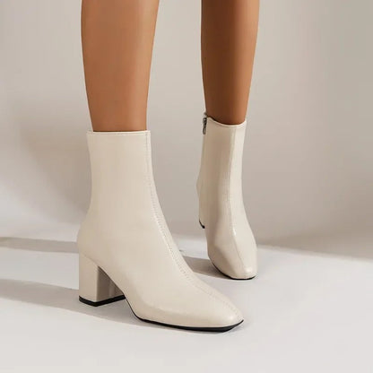 Botines de mujer con tacón ancho y cremallera lateral – ZILLI