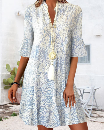 Vestido de verano con escote en V y corte fluido para mujer – LIVANA