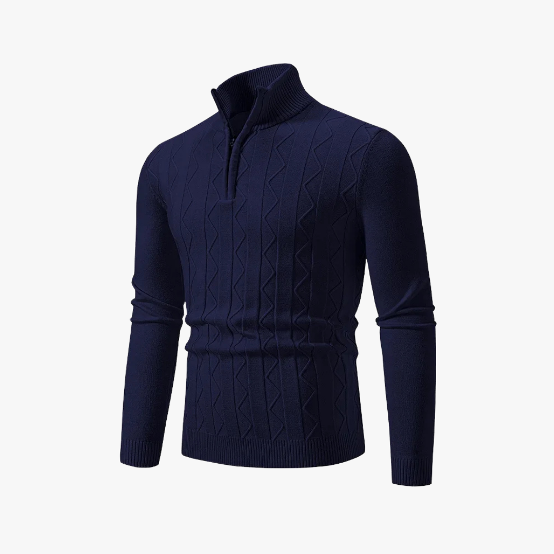 Jersey de punto con media cremallera y estilo casual elegante – EDRIAN