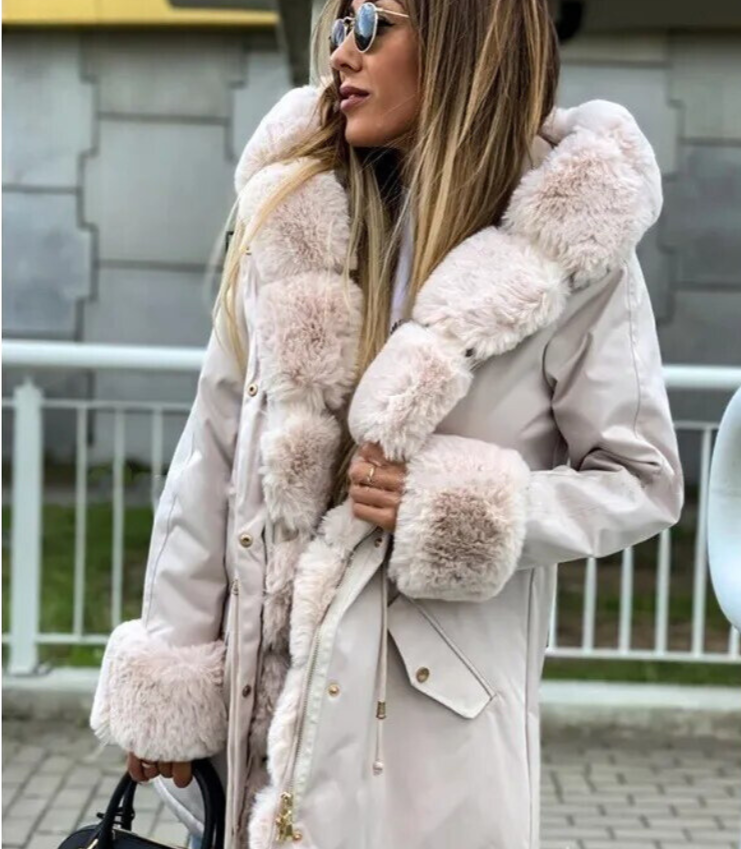LUCÍA - Abrigo cálido de invierno con forro de piel sintética para mujer