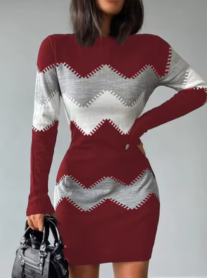 AMARA - Minivestido de punto con mangas largas para mujer