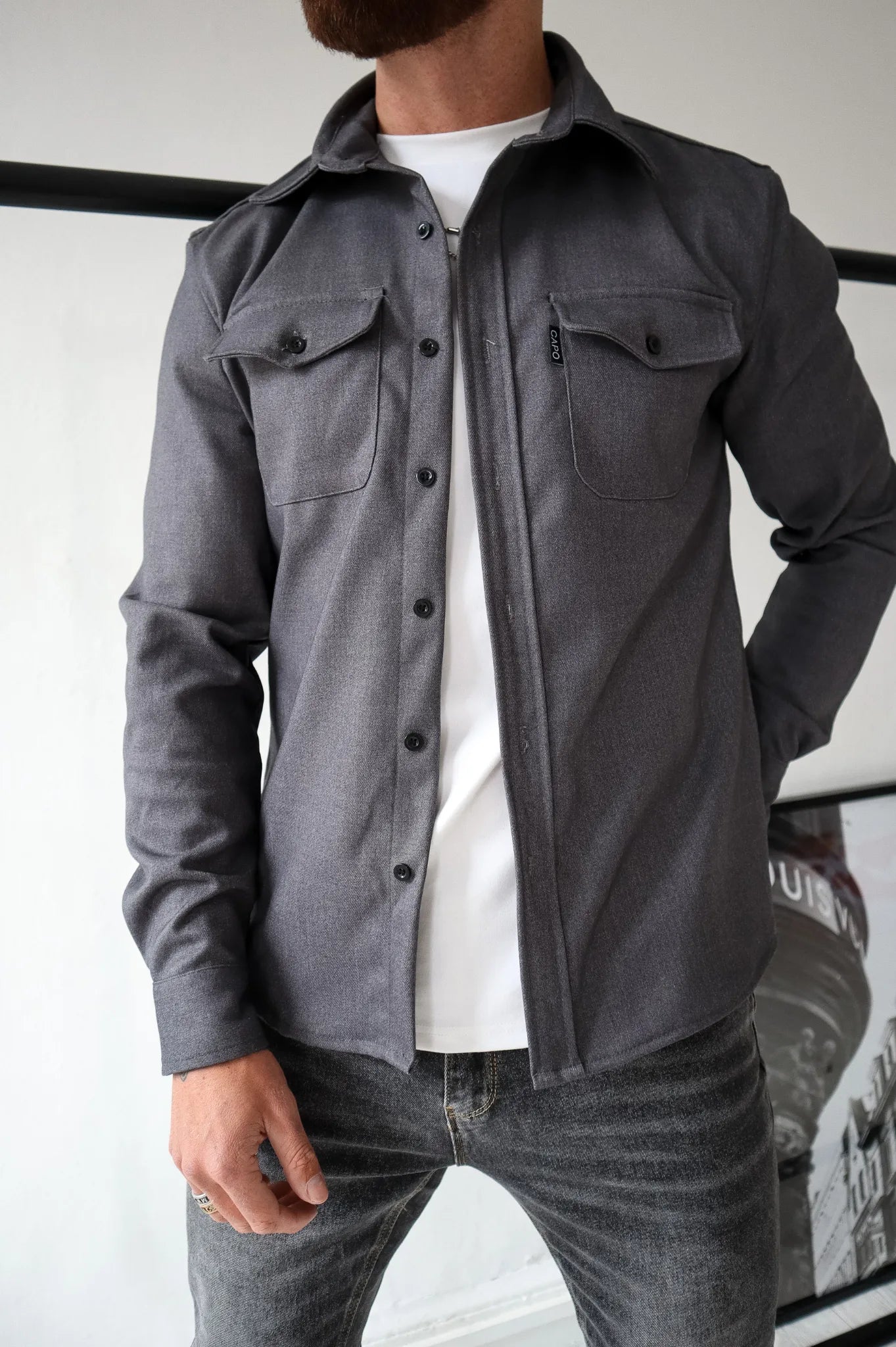 IVAR - Sobrecamisa con botones y bolsillos delanteros para hombre