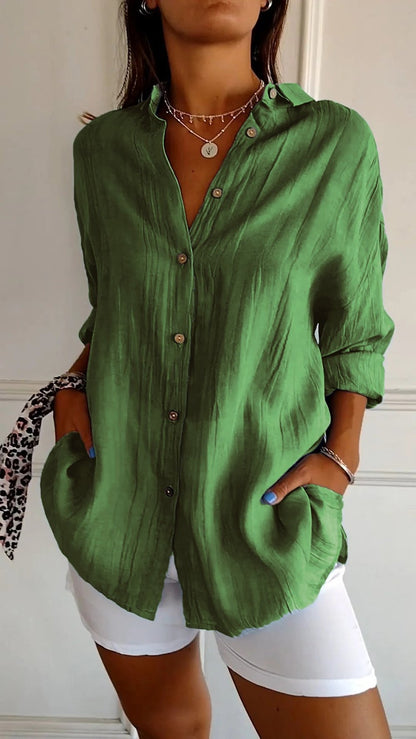 Blusa primaveral de manga larga con detalles delicados – SERENNA