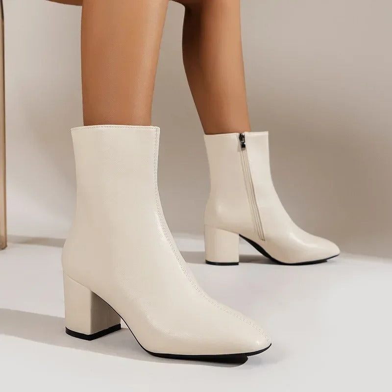 Botines de mujer con tacón ancho y cremallera lateral – ZILLI