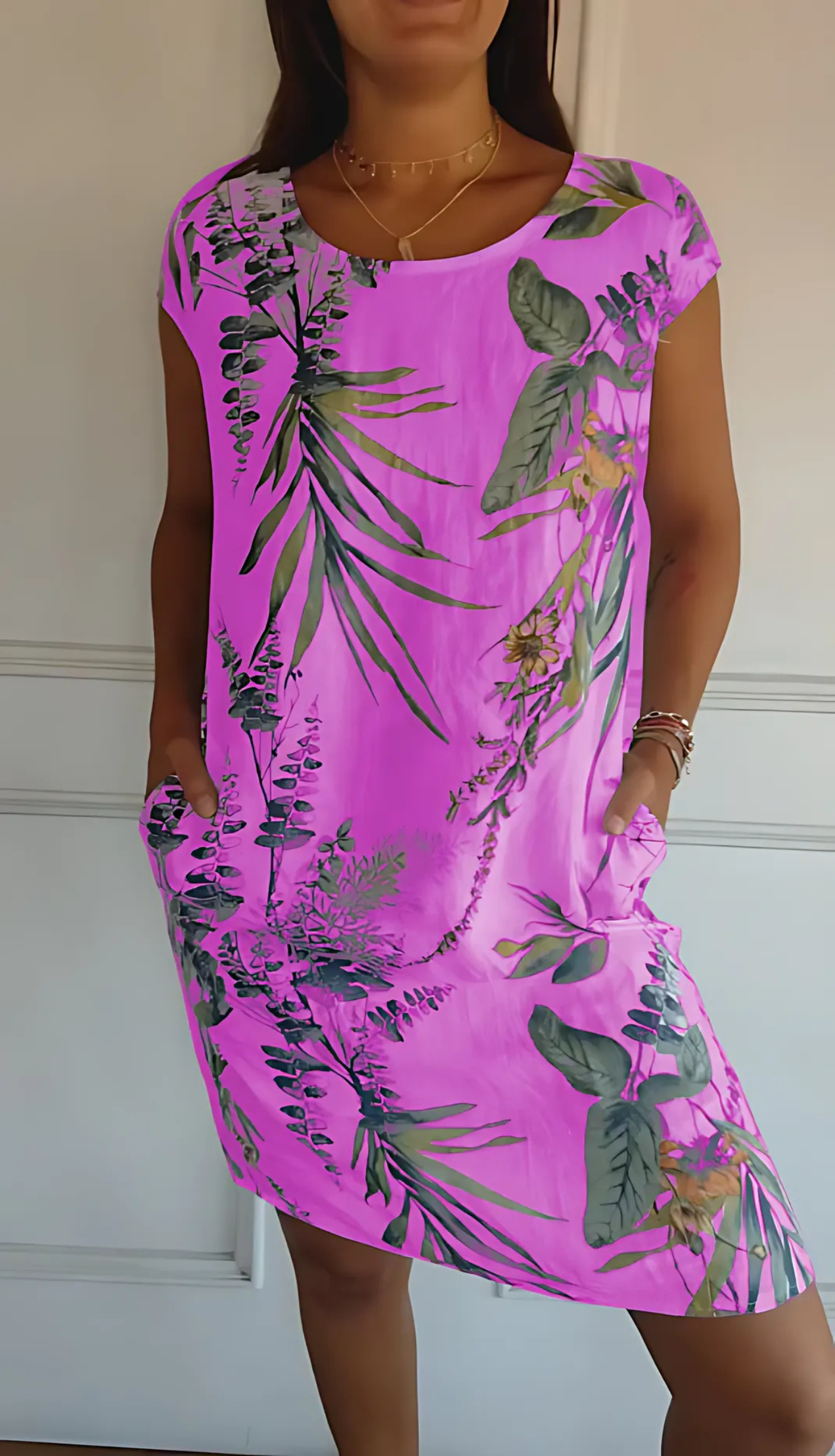Vestido cómodo de corte recto con escote redondo – ANNERIS