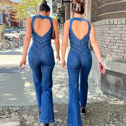 Mono sin mangas con pantalón acampanado para mujer – PLACIA