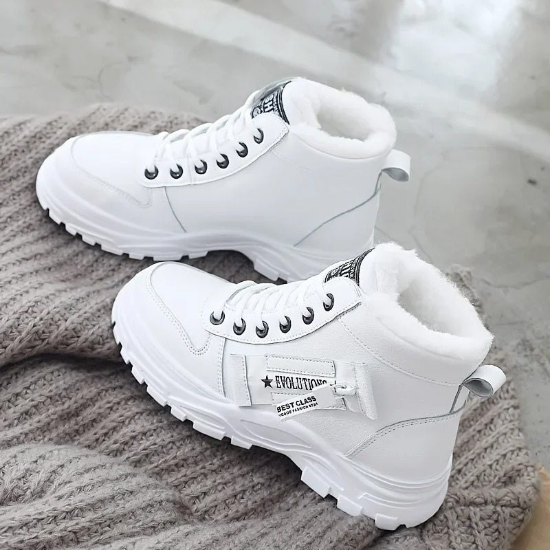 MAREN - Botines de invierno con estampado de letras y punta redonda para mujer