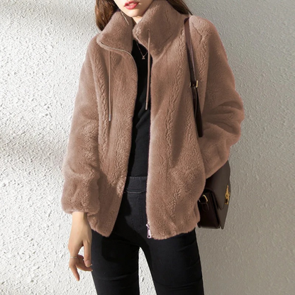 Sienna - Abrigo trench de ante para mujer, estilo oversized con solapas anchas