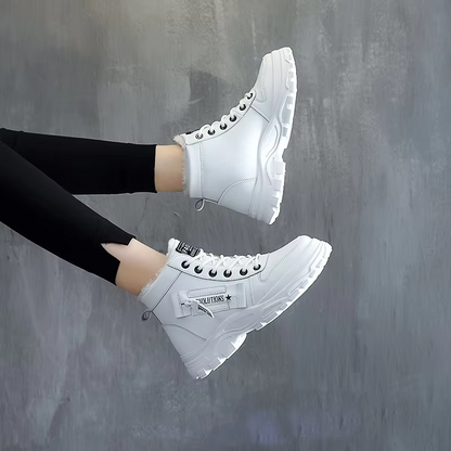MAREN - Botines de invierno con estampado de letras y punta redonda para mujer