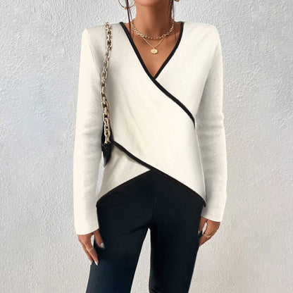 Top asimétrico para mujer con detalles en contraste – NYRA