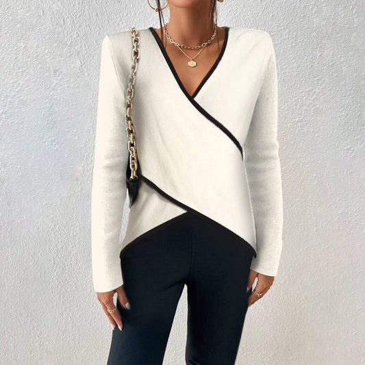 Top asimétrico para mujer con detalles en contraste – NYRA