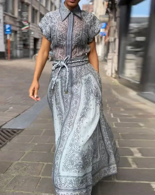 Conjunto veraniego elegante de dos piezas con cintura ajustable – LUCINNE