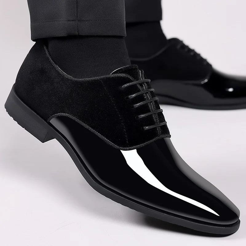 Zapatos de vestir con cordones para hombre y puntera brillante – LORENZO DI FÉRRO
