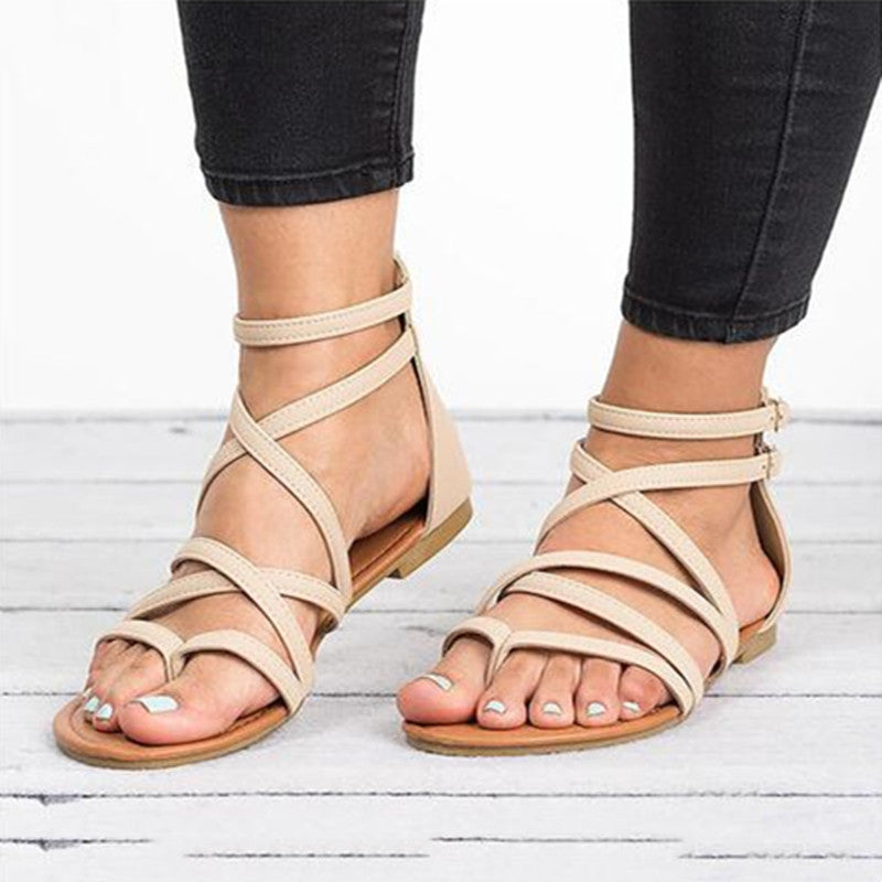 Elianor - Sandalias Planas de Moda con Correas Cruzadas y Estilo Simple De Verano para Mujer