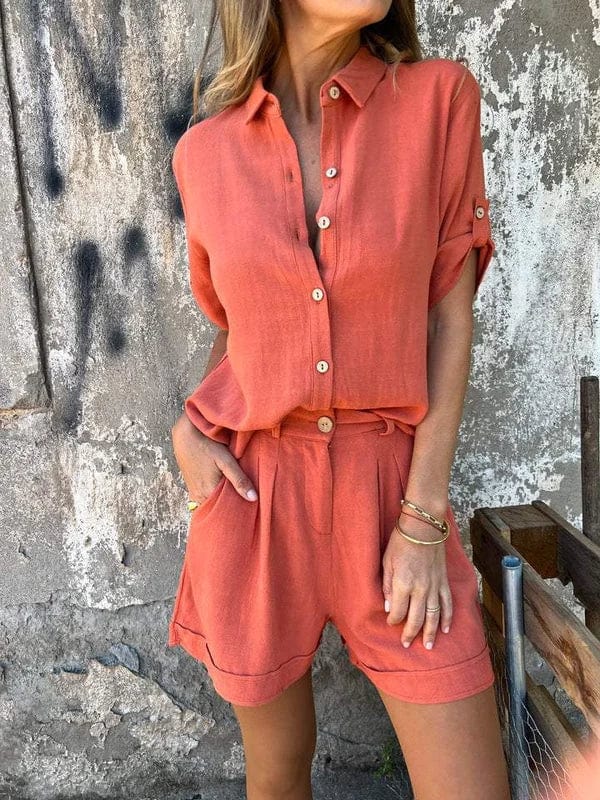 Conjunto cómodo de dos piezas con top y pantalón relajado – MALARA