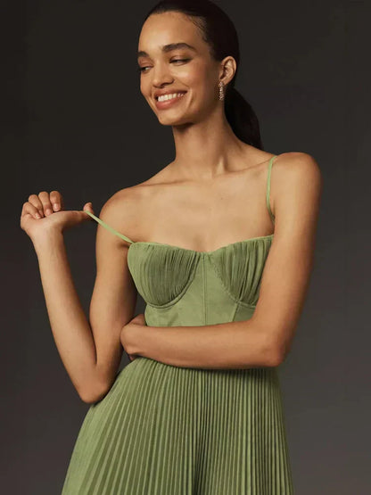 Vestido plisado con bustier y tirantes finos – ROSARIO