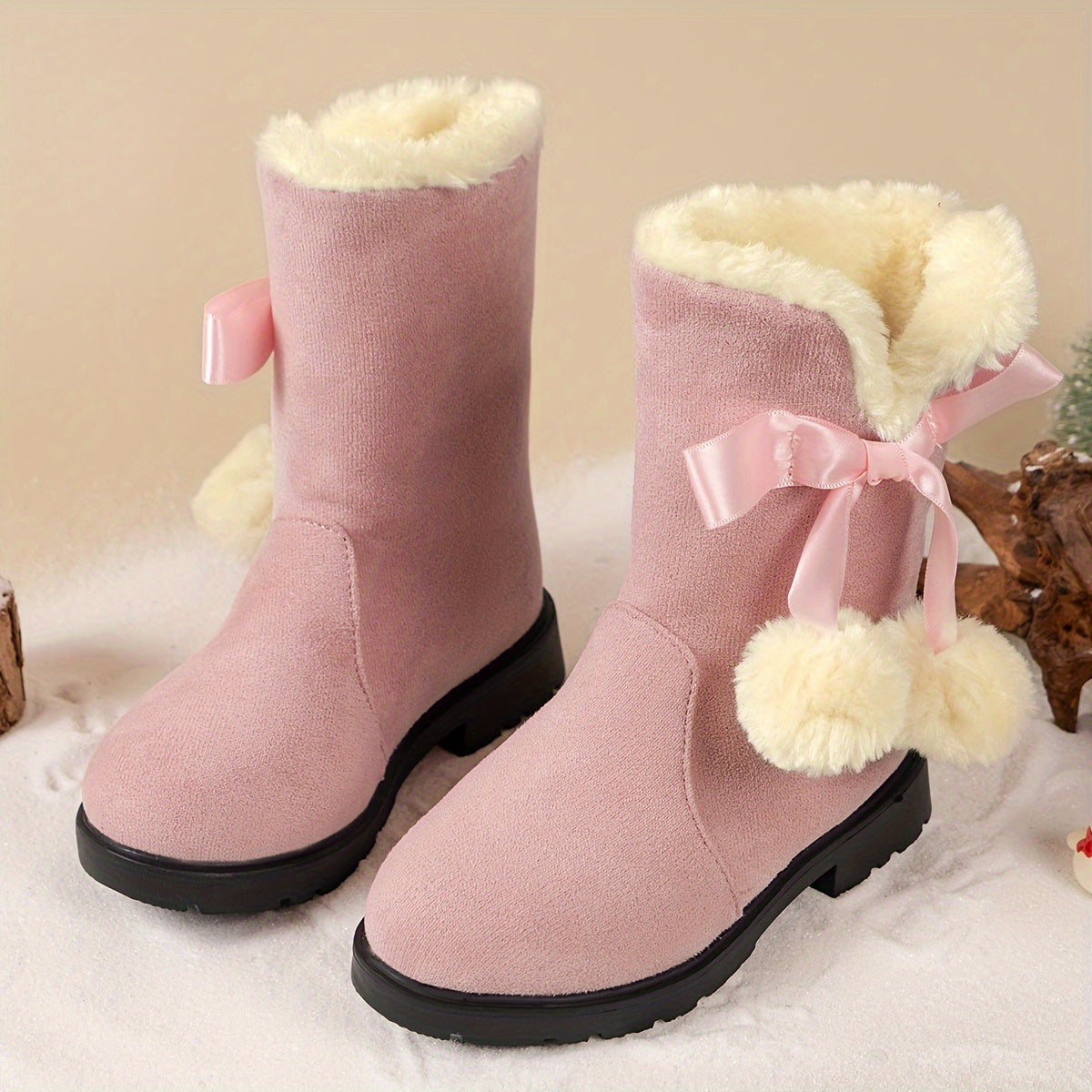 ALBA - Botas de nieve de felpa cálida con suela antideslizante para niñas