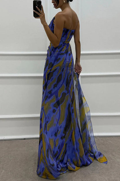 Vestido largo asimétrico con abertura alta – Veralis