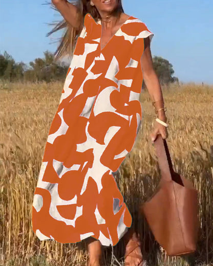 Vestido estampado con escote en V y corte fluido – LYSÉA