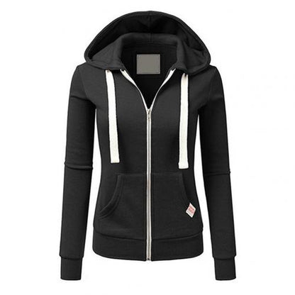 Sudadera de invierno con cremallera y estampado de cuadros para mujer – ANDREA