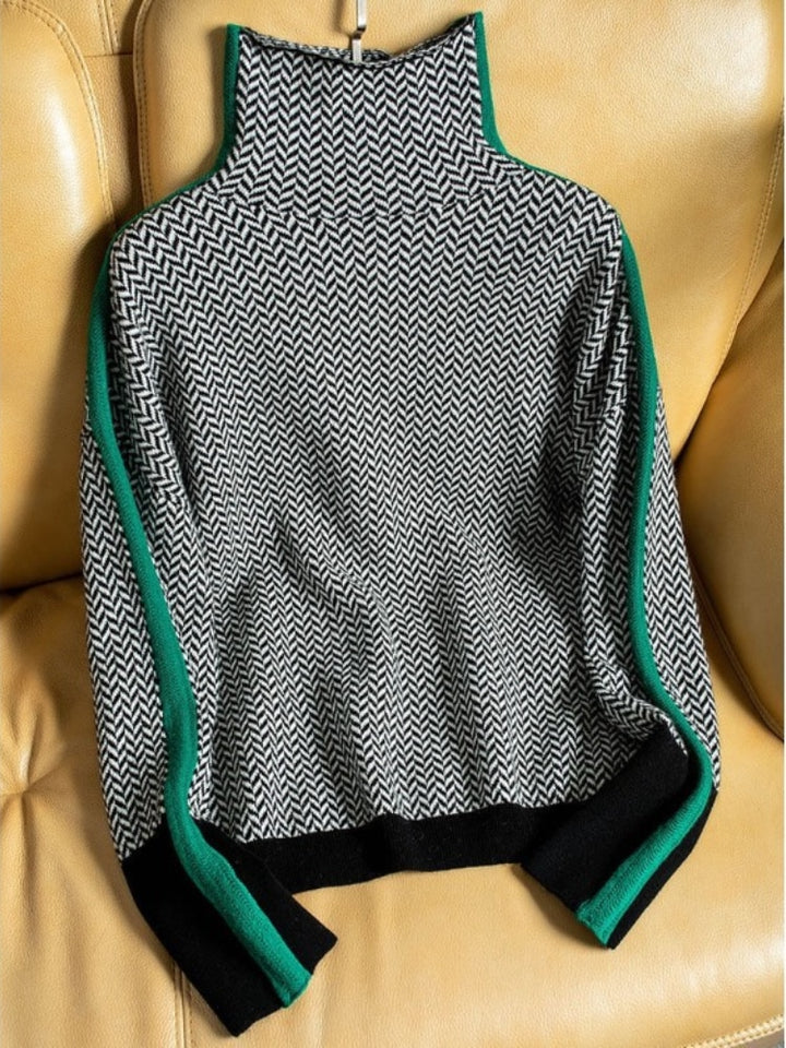 Jersey de mujer con cuello alto en mezcla de cachemira – ANITA