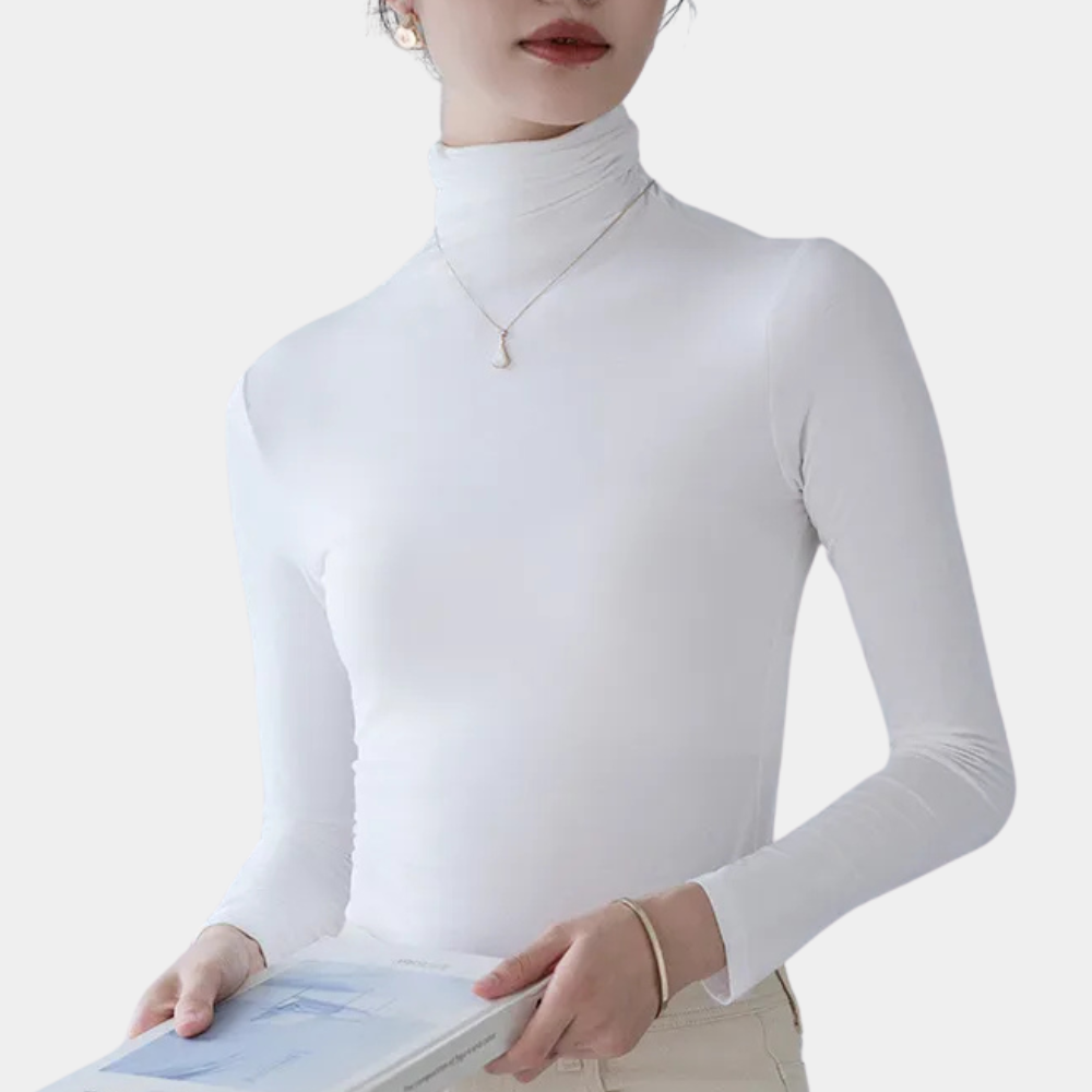 ISLA - Top de mujer con cuello alto y mangas largas