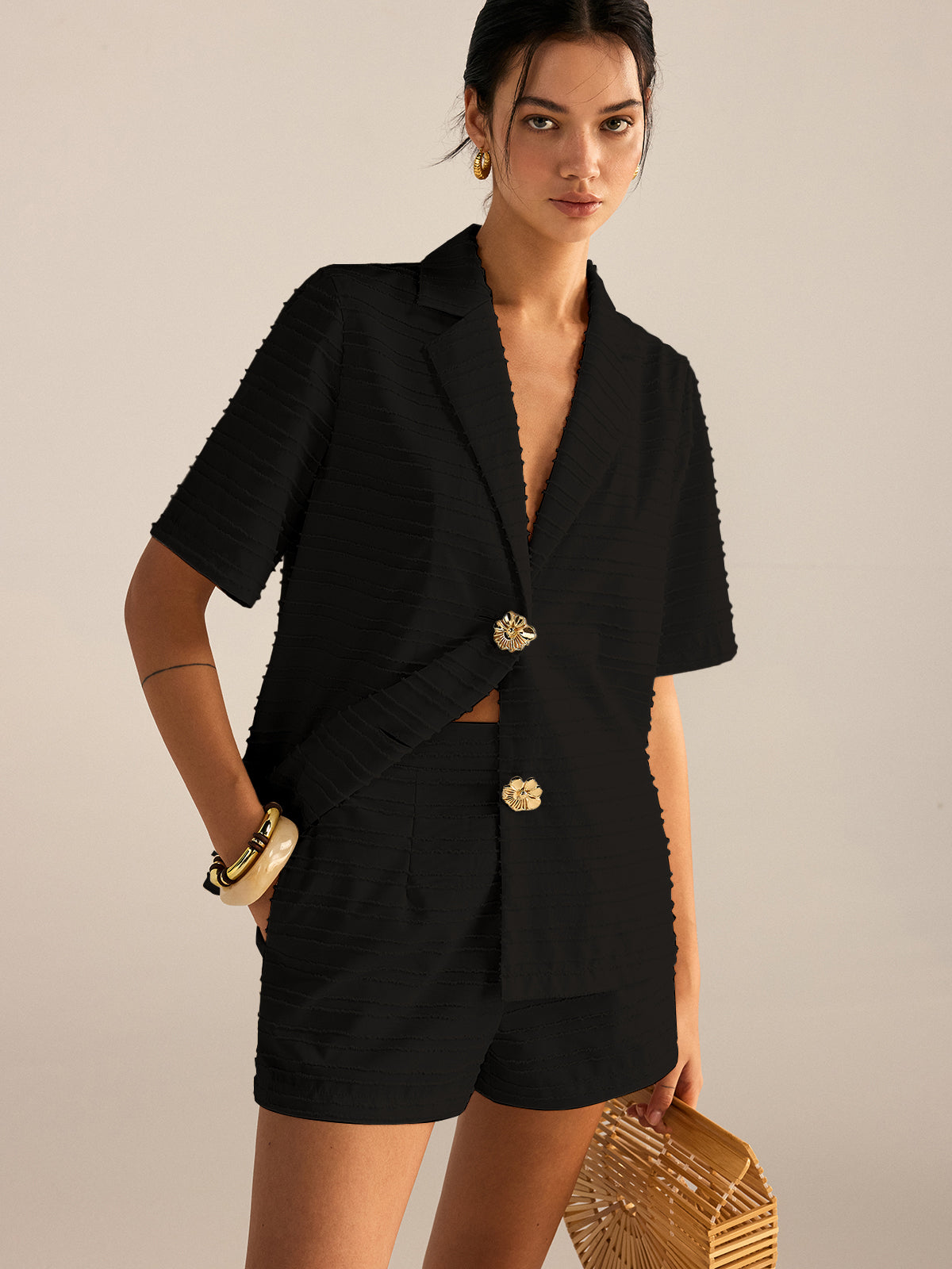 Conjunto de top camisón de rayas y pantalones de pierna ancha – LUMINAS