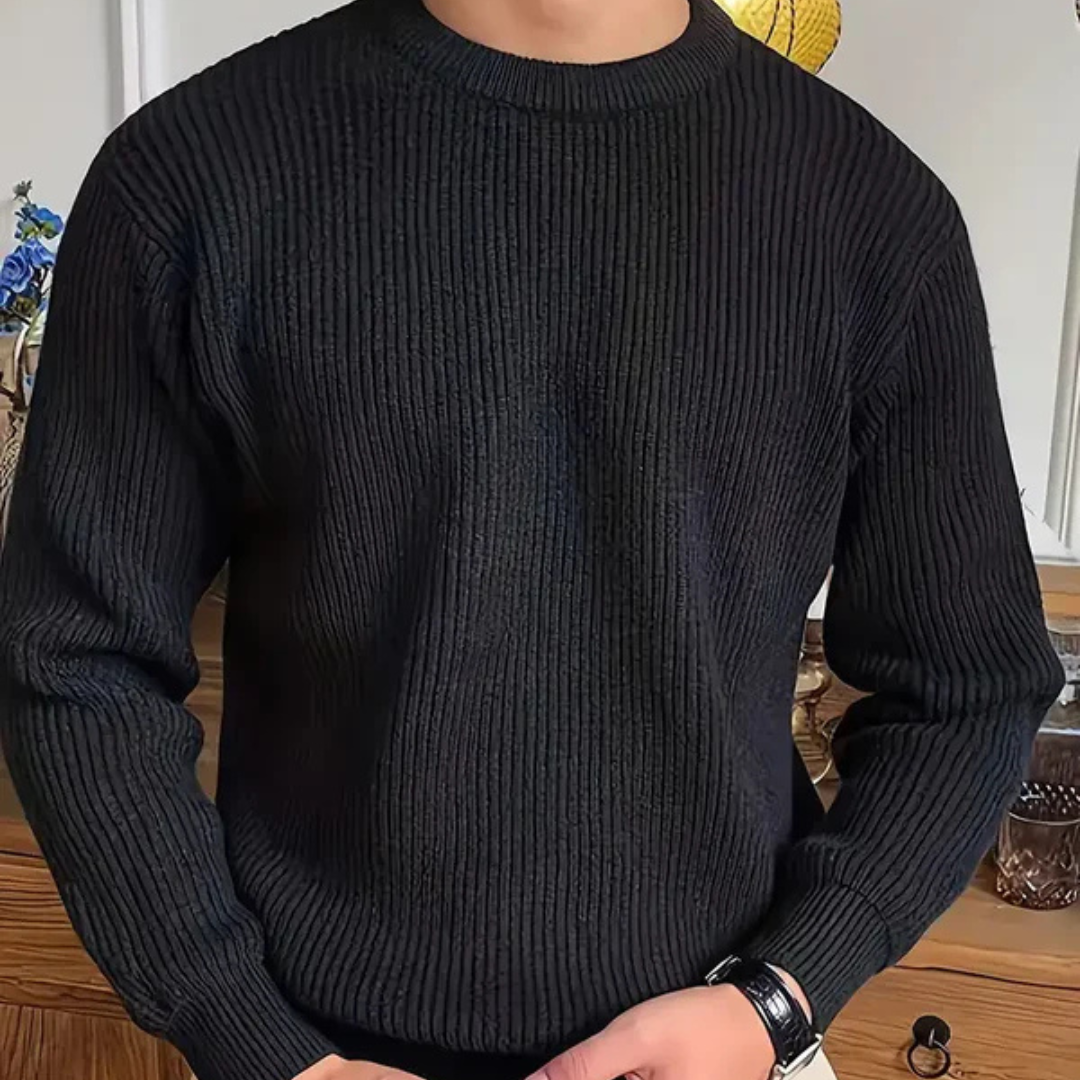 Jersey de punto grueso para hombre con cuello redondo – MONTARO