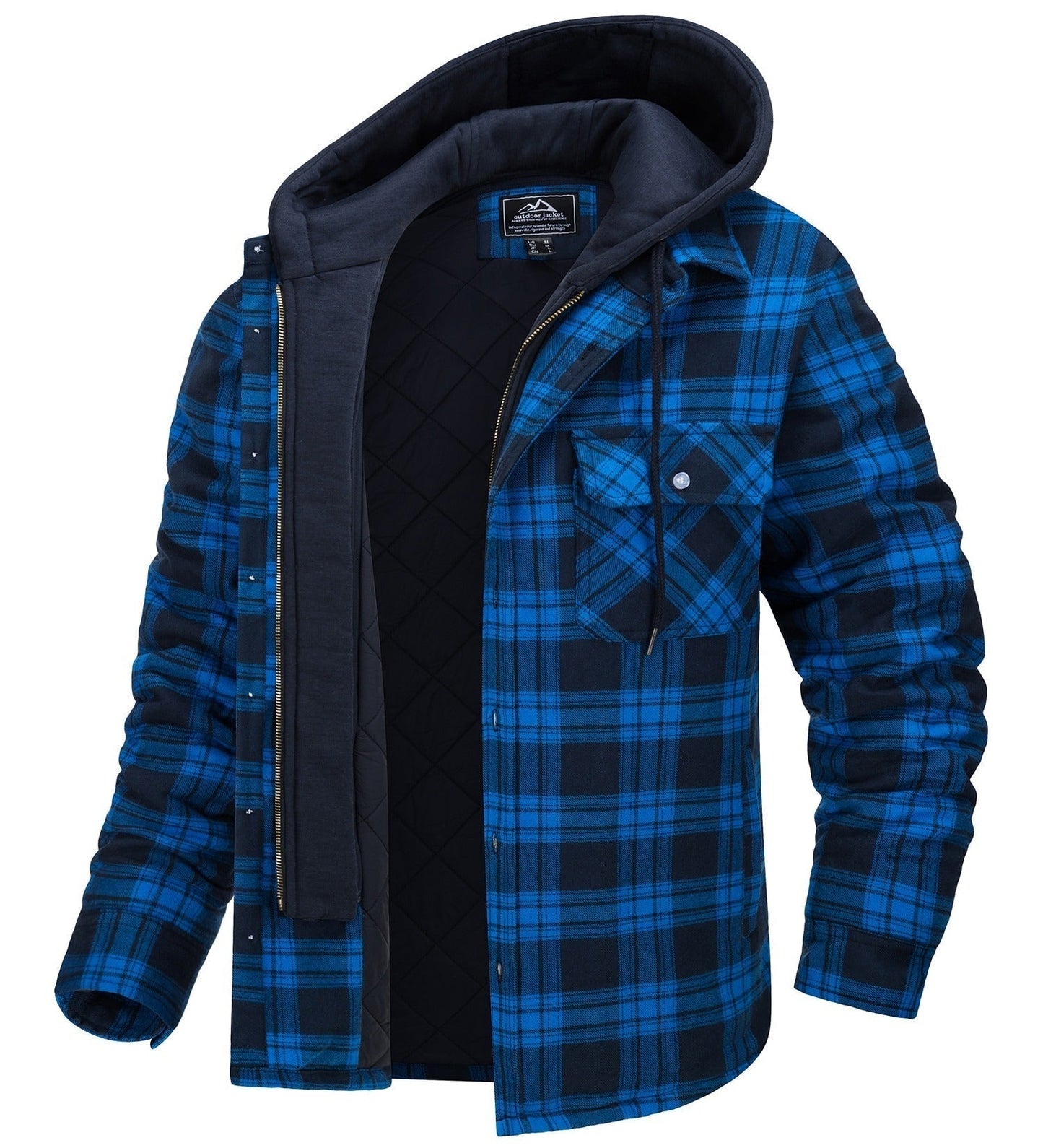 ERIK - Chaqueta a cuadros con capucha y cremallera para hombre