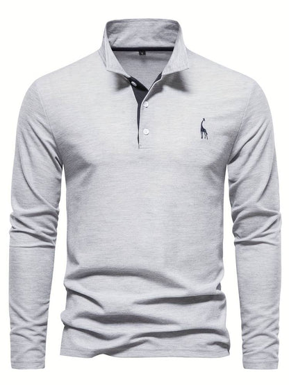 HUGGO - Polo de manga larga con detalles en contraste para hombre