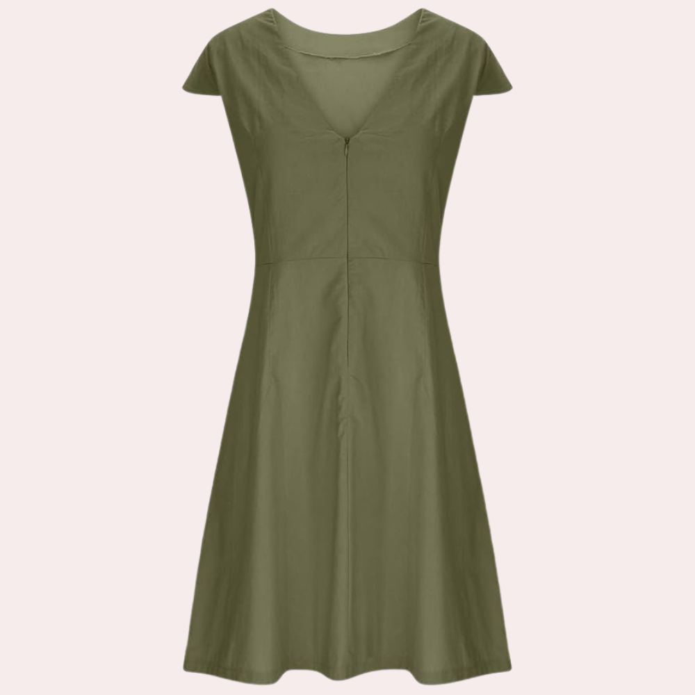 Vestido Midi Efecto Liso para Mujeres con Estilo Casual y Elegante – AGNETE