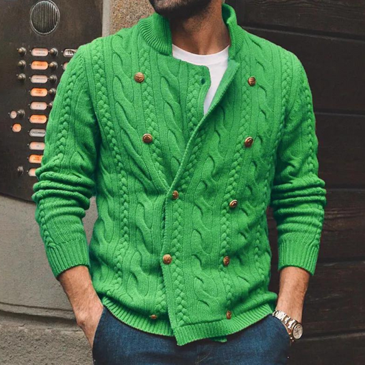 OLIVER - Cárdigan de punto trenzado para hombre con puños de canalé