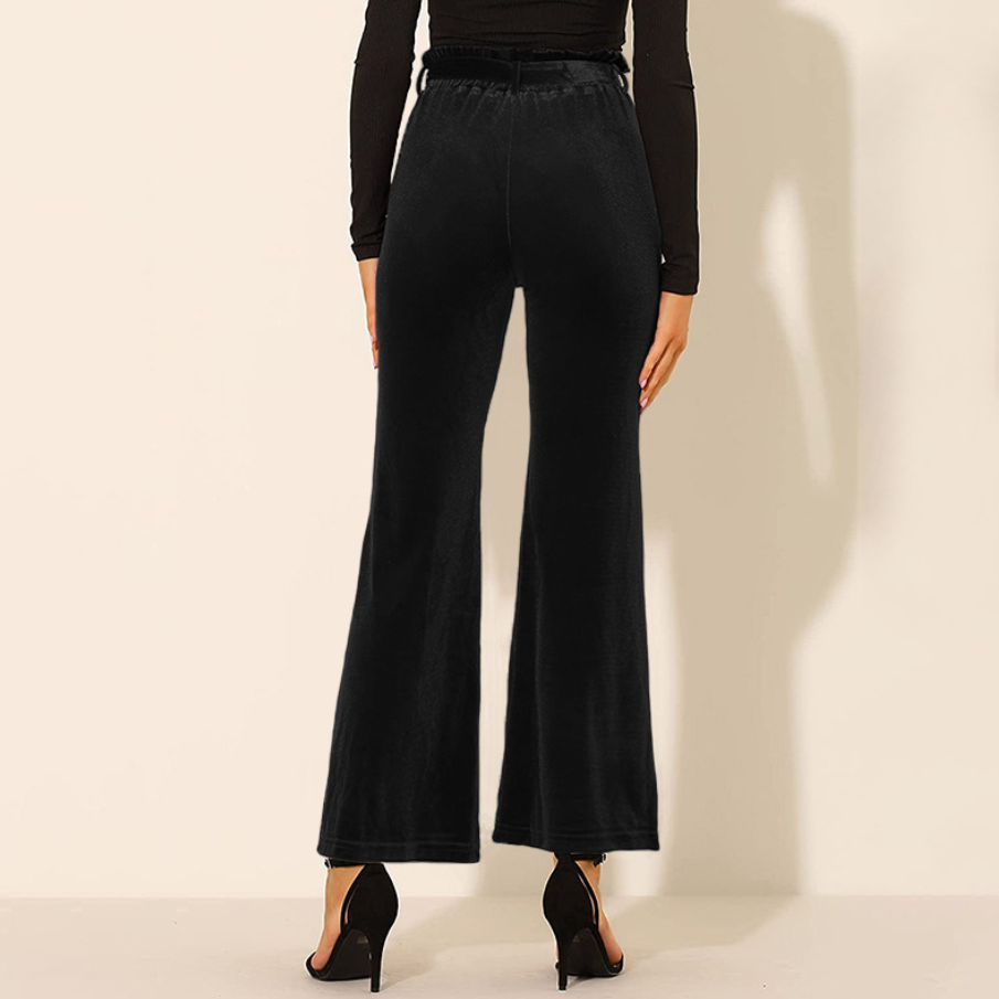 Eliana - Pantalón Elegante Unicolor de Cintura Alta con Resorte y Bolsillos Cómodos Primavera Verano para mujer