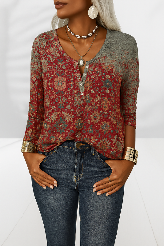 Top de Mujer con Escote en V y Detalle de Nudo en Estilo Oriental – PATRIZIA
