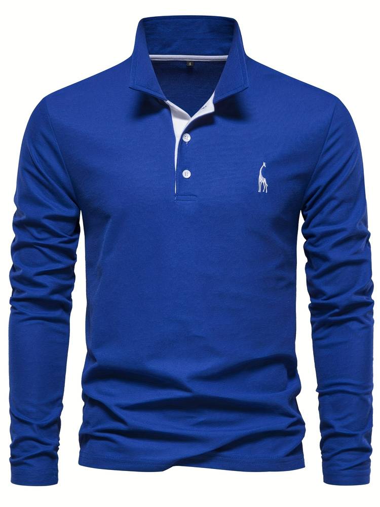 HUGGO - Polo de manga larga con detalles en contraste para hombre