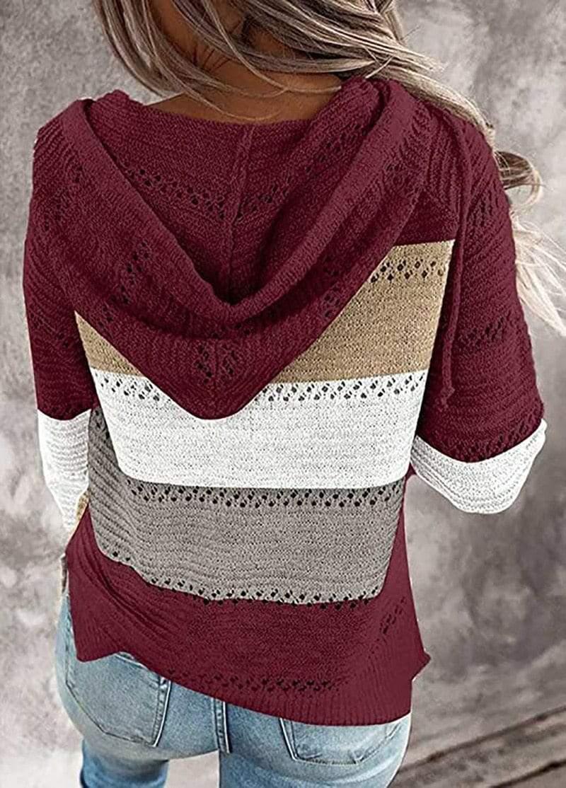 Jersey de mujer a rayas con cuello en pico – VERENIA
